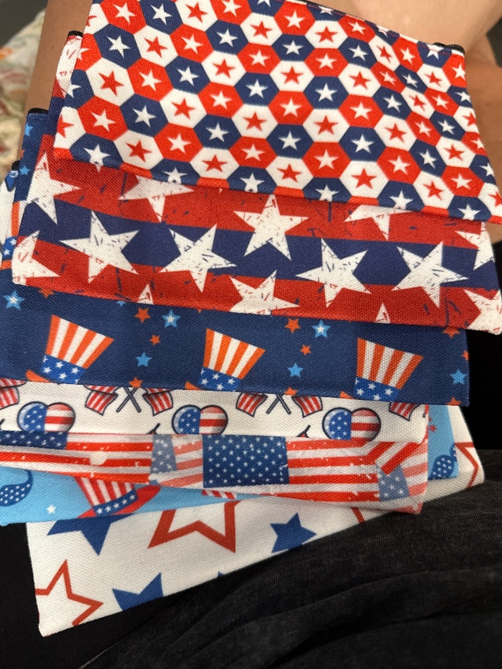 8 assorted patriotic American canvas bags